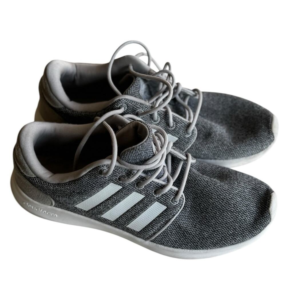 Adidas Womenโs Athletic Sporty Workout Striped Gray & White Sneakers Sz 8